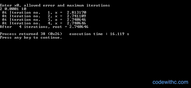 Bisection Method C Program