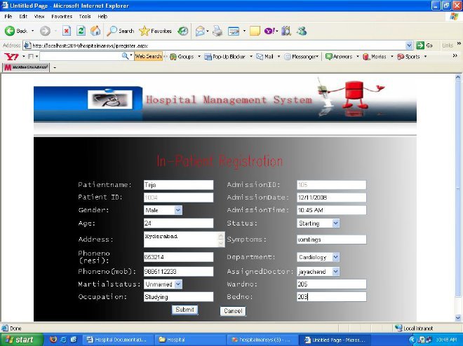 Hospital Management System ASP.NET Project 3 Hospital Management System - In-patient Registration