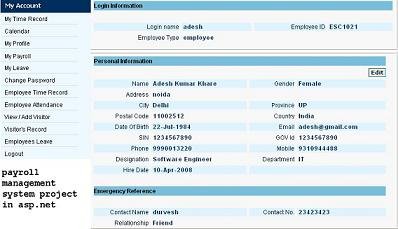 Payroll Management System Asp Project Code With C