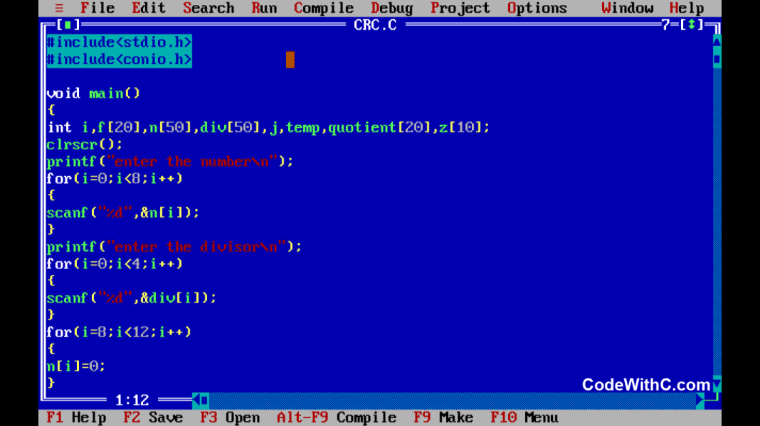 C Program: Cyclic Redundancy Check (CRC) - Code With C