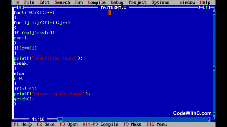 C Program For Pattern Matching - Code With C