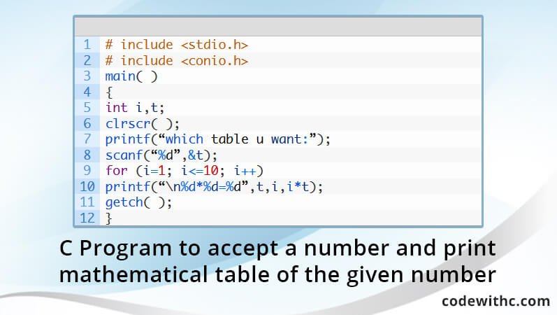 c-program-accept-number-print-mathematical-table-given-number