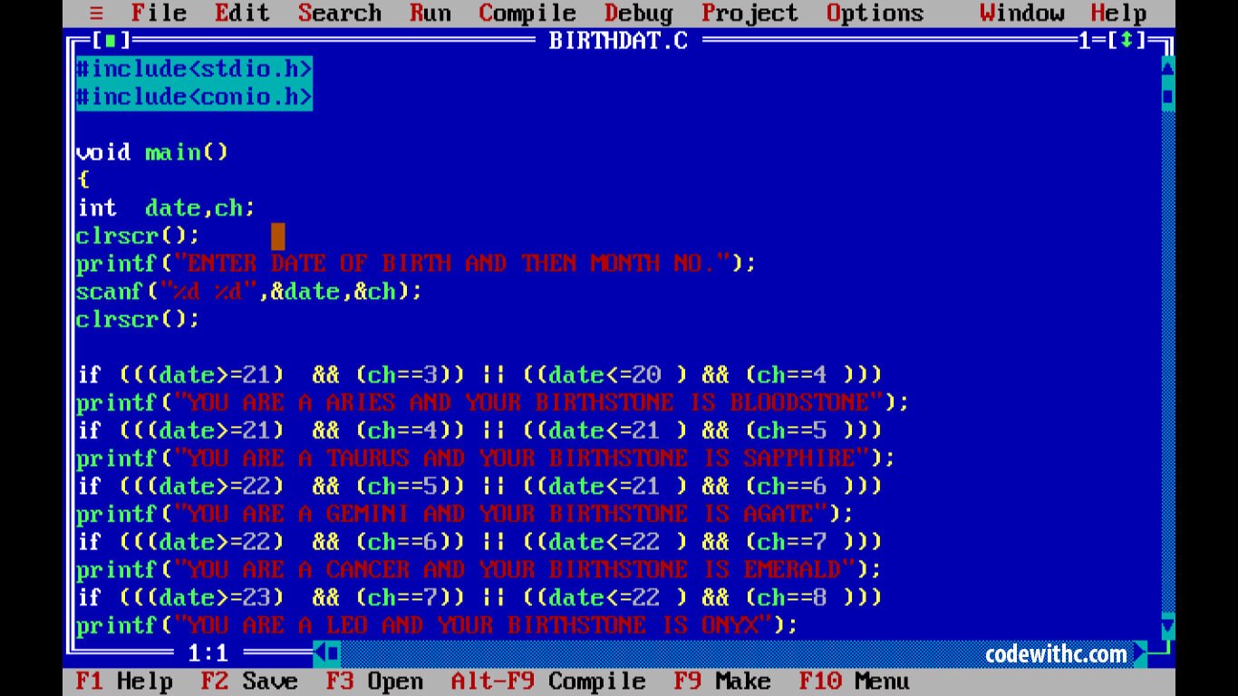c program knowing your zodiac sign and birthstone 1 C Program: Knowing your Zodiac Sign and Birthstone