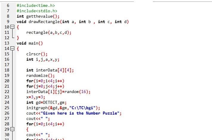 C++ Program: Number Puzzle Game on Turbo-C++