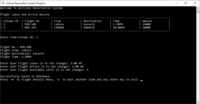 Airlines Reservation System/Project In C++ With MySQL - Code With C