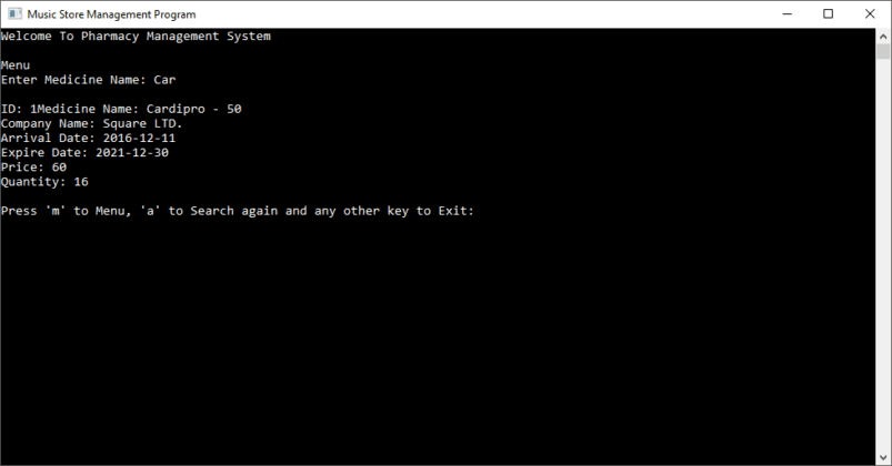 Pharmacy Management System/Project In C++ With MySQL - Code With C
