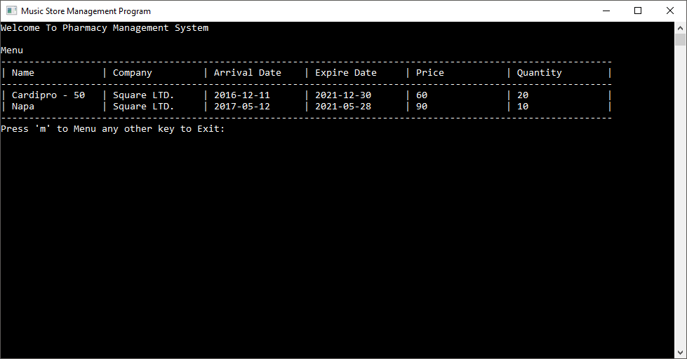 Pharmacy Management System in C++ with MySQL