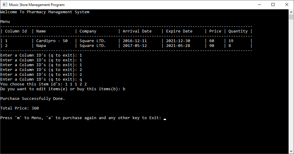 Pharmacy Management System in C++ with MySQL